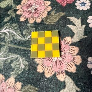 4 greenish Yellow and Gold Checkered Square coasters bullseye target